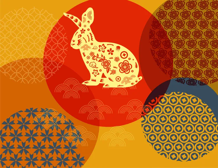 兔年新年剪纸风平面配图