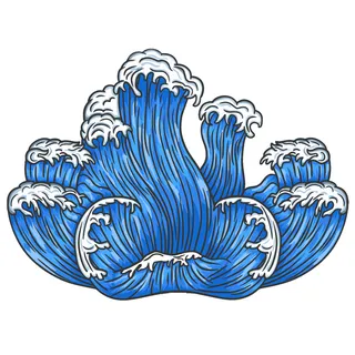 中国风国潮插画海浪波浪背景装饰浪花图案元素