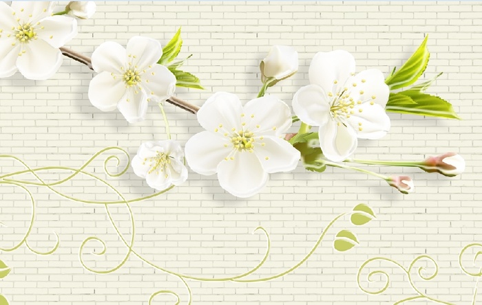 雕塑梅花砖墙背景墙