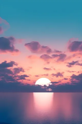 落日山脉青色简约背景