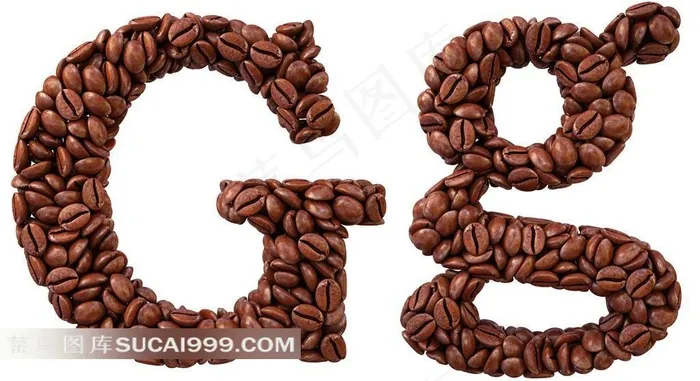 咖啡豆组成的字母大小写G