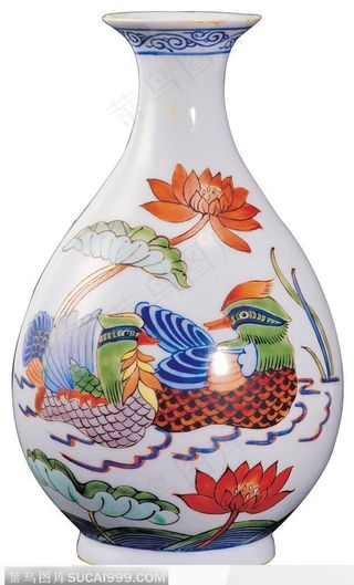 传统工艺-鸳鸯花纹花瓶