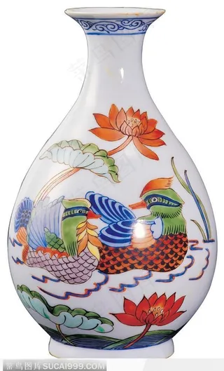 传统工艺-鸳鸯花纹花瓶