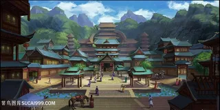 中国风CG原画古代人民生活环境绘画图片