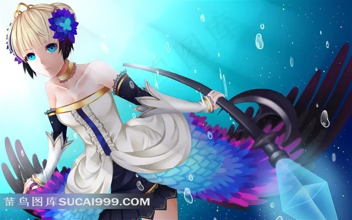 奥丁领域短发美少女插画