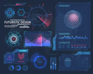 科技科幻未来仪表盘HUD界面UI图标数据图形图案