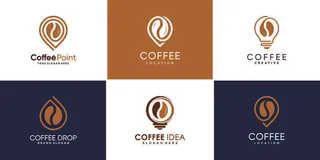 手绘咖啡店标志logo素材