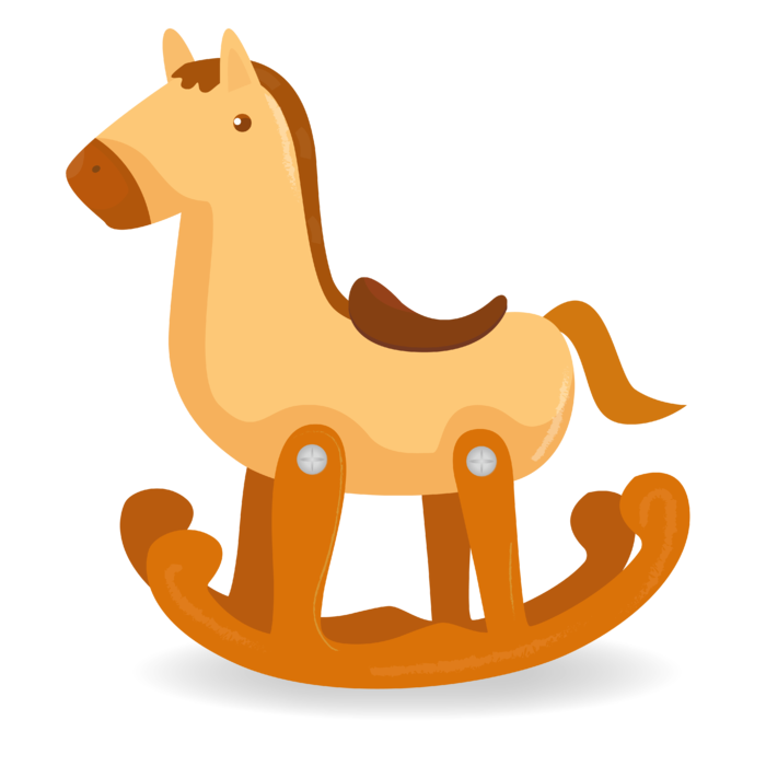 木马玩具剪贴画儿童节幼儿园插画