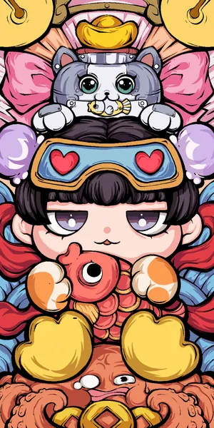 国潮年年有余插画