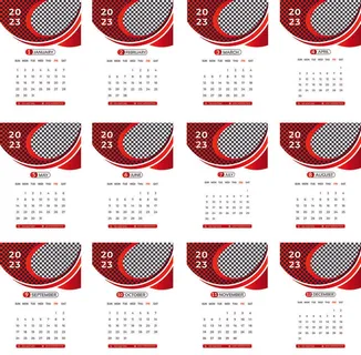 2023年日历新年红白色背景