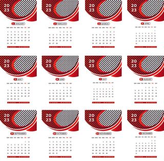 2023年日历新年红白色背景