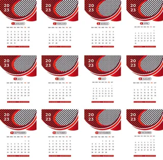 2023年日历新年红白色背景