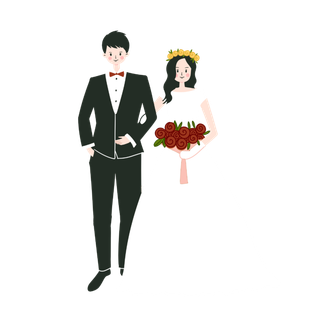 婚纱卡通人物婚礼白纱结婚婚纱摄影手绘