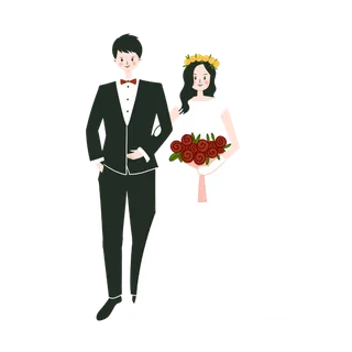 婚纱卡通人物婚礼白纱结婚婚纱摄影手绘