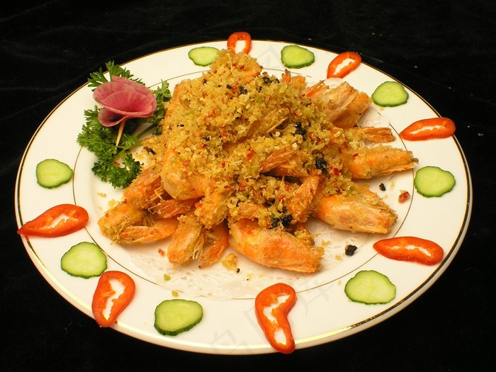 避风塘基围虾美食素材图片