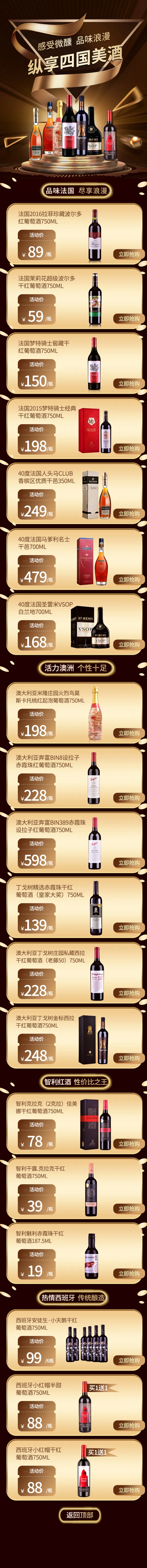 红酒洋酒会场活动专题psd模版下载