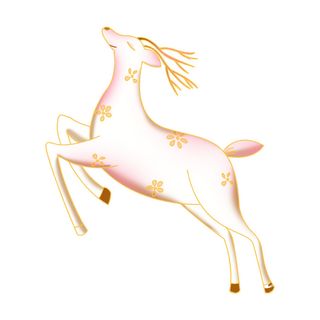 手绘国潮中国风敦煌神话九色鹿仙鹿麋鹿白鹿插画装饰PSD设计素材