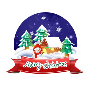 卡通圣诞节雪景和雪人 