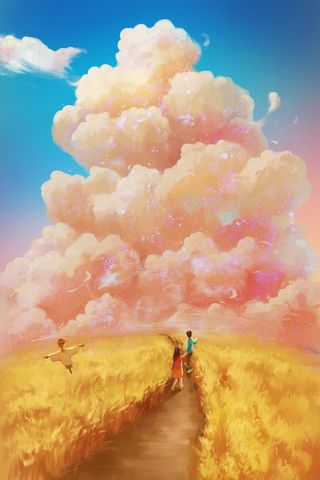 卡通温馨浪漫2月14七夕520情侣拥抱情人节主题插画海报PSD素材