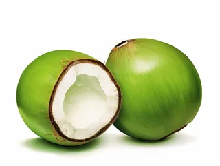 绿皮椰子切开水果摄影图