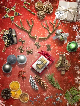 圣诞节装饰元素红色背景