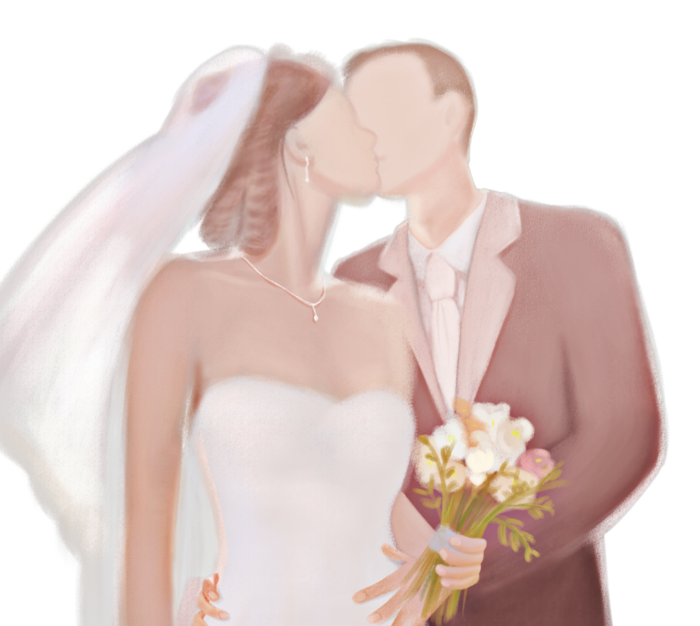 婚纱卡通人物婚礼白纱结婚婚纱摄影手绘