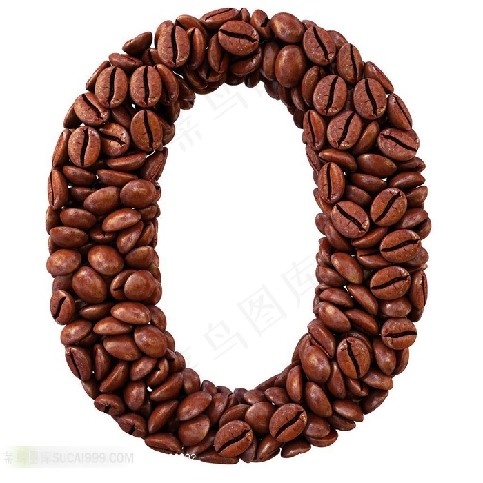 咖啡豆组成的数字0