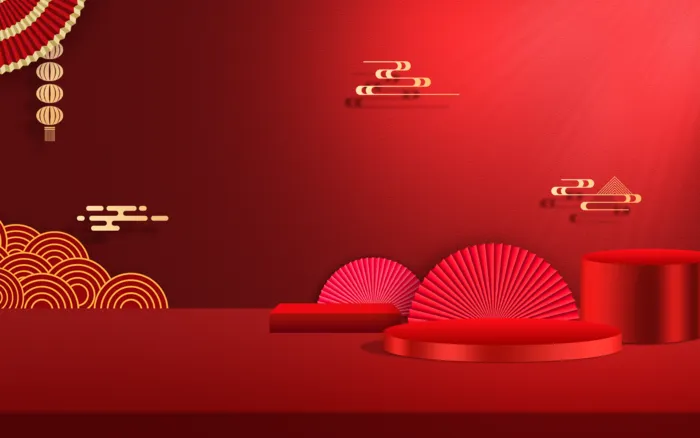 2022虎年中国风新年背景psd模版下载