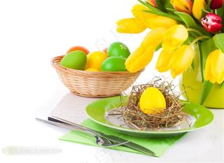 复活节彩蛋插花郁金香鸟窝图片