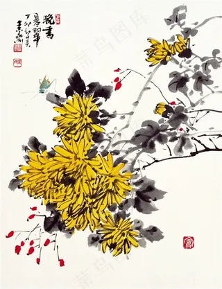 国画富贵鸟文化艺术jpg素材