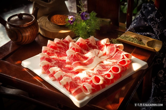 鲜香牧草羊肉片火锅配菜图片