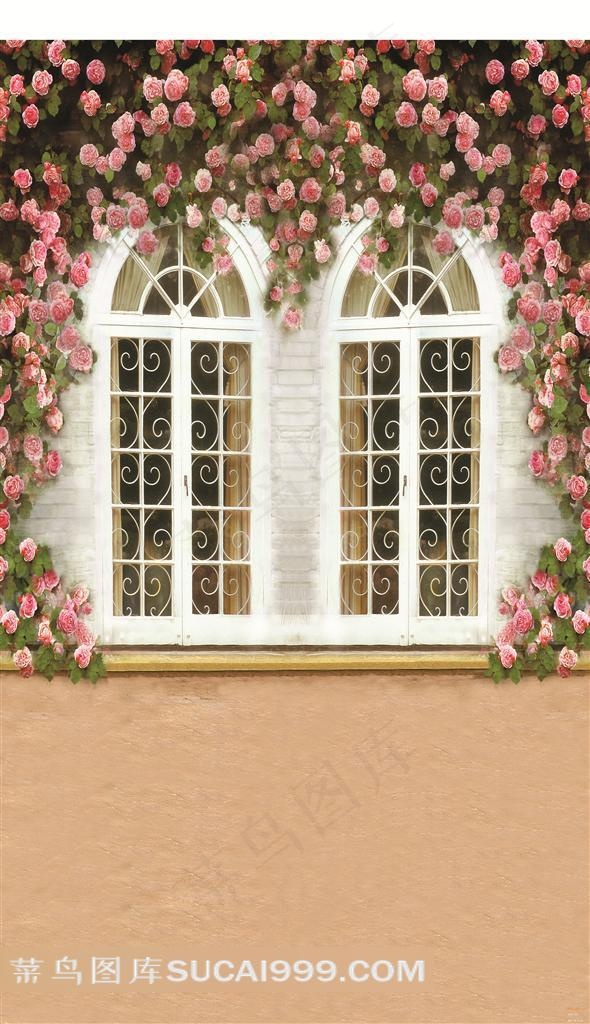 花藤窗户摄影背景图片