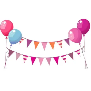 彩旗气球装饰彩色免抠