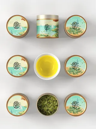 国风高档茶叶包装盒袋罐瓶LOGO标贴展示VI智能贴图样机PSD素材