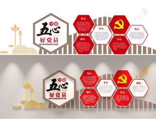 锻造五心党员*廉政党建展馆展厅文化墙