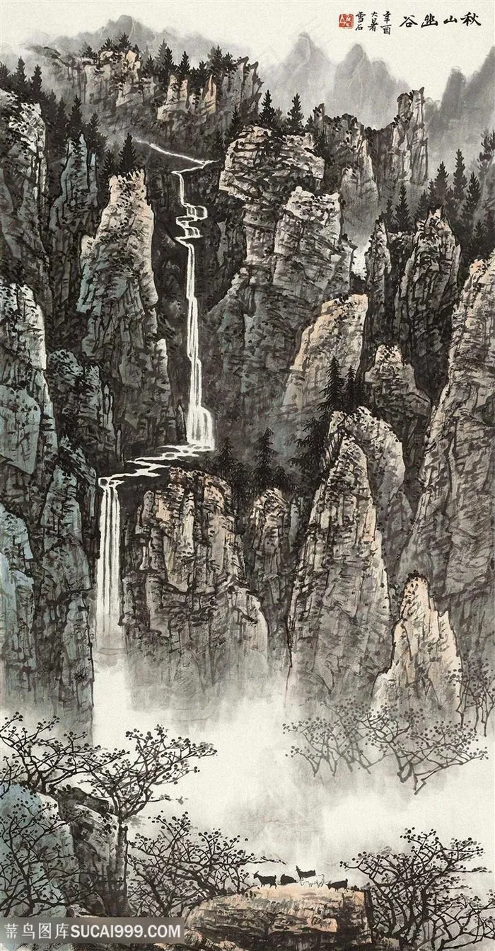 白雪石巍峨山脉高清风景画