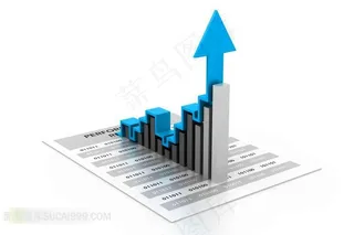 蓝色上升箭头柱状图海报