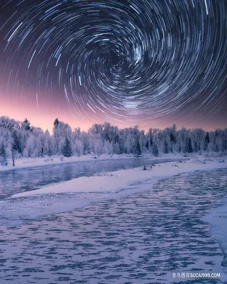 冬季冰河极光图片