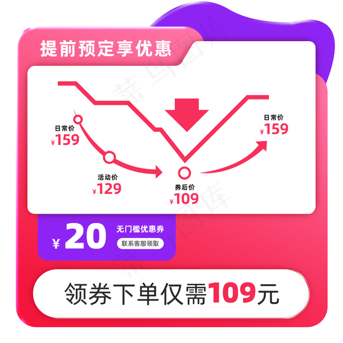 双十一红色渐变通用价格曲线主图psd模版下载