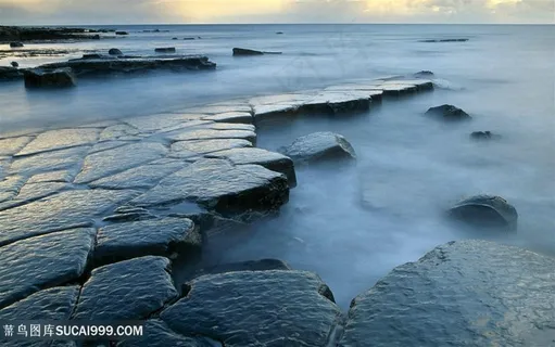 湖畔美景风景画