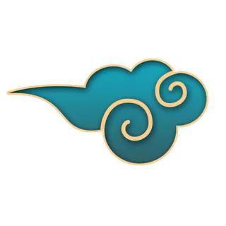 祥云 蓝绿色  免抠