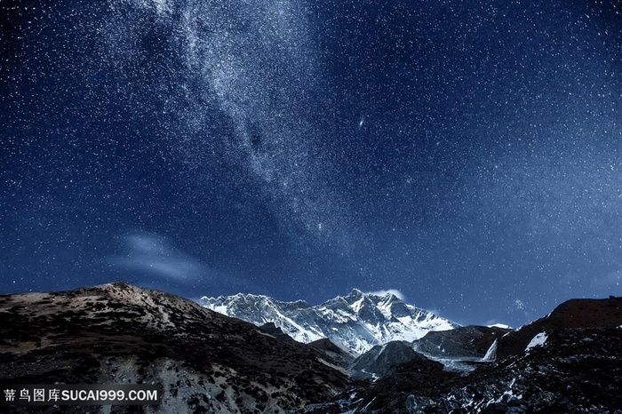 雪山上的夜景繁星图片
