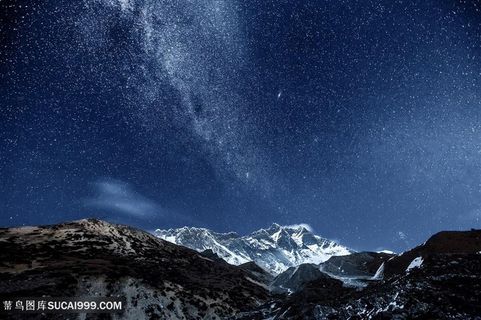 雪山上的夜景繁星图片