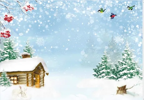 圣诞节蓝天白色风景背景墙