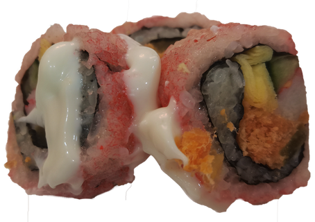 樱花寿司日本海苔米饭柚子醋沙拉蛋黄蟹柳酸黄瓜肉松火腿免抠摄影元素素材