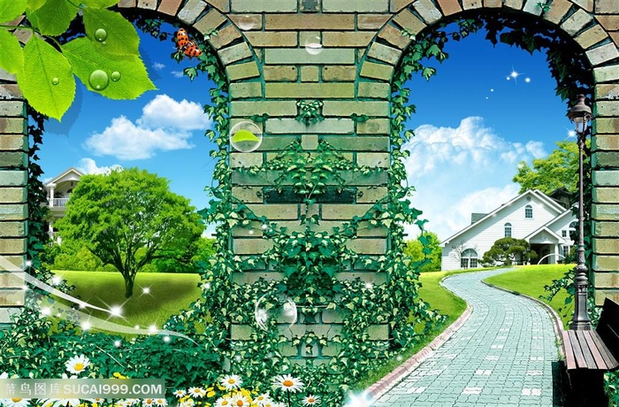 唯美建筑房子韩式自然背景