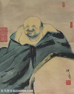 笑脸光头和尚装饰画
