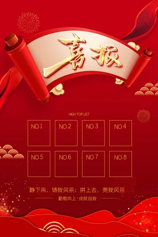 红色大气高考榜海报