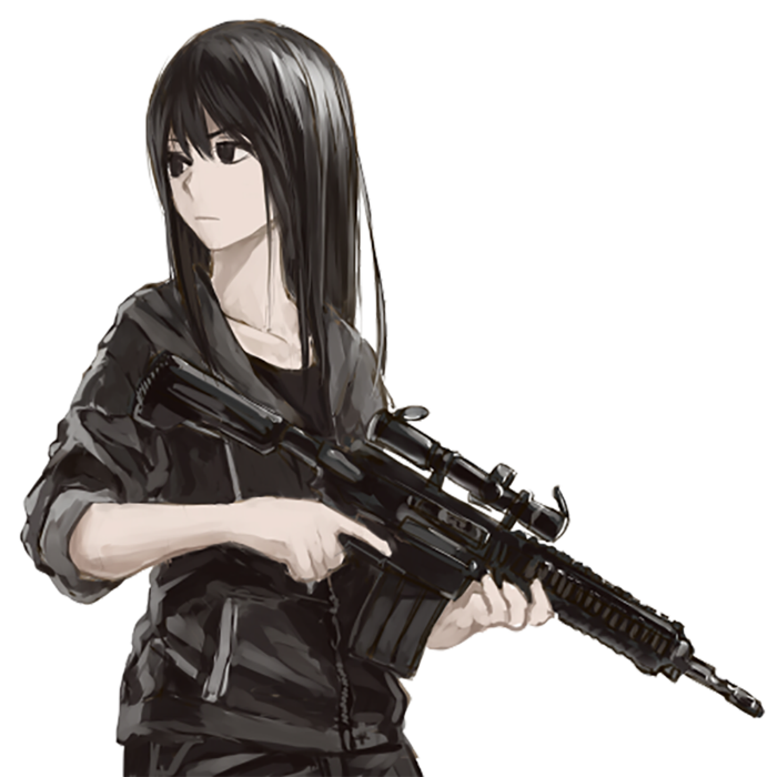 女孩卡通人物持枪素材