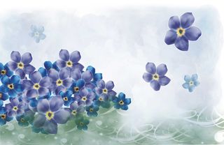 蓝色梦幻花朵唯美浪漫名片海报插画插图背景图片素材